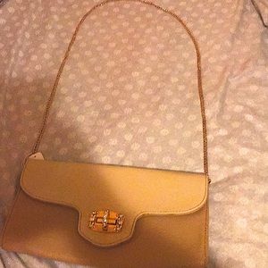 Cream & Gold purse with sparkling gold metal strap